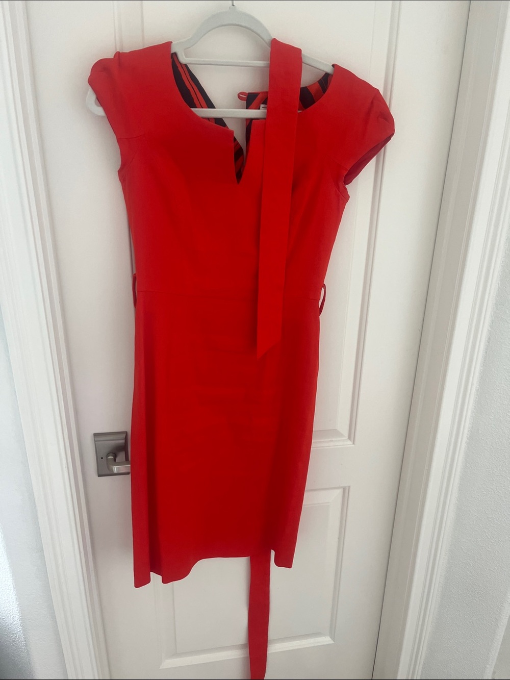 Milly red/orange midi dress with belt